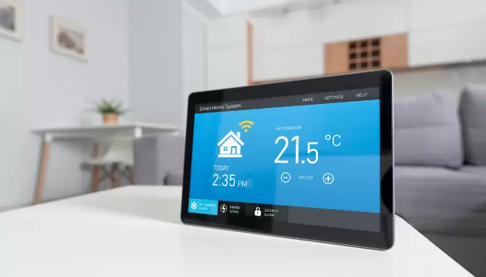 tablet with smart home automation window open